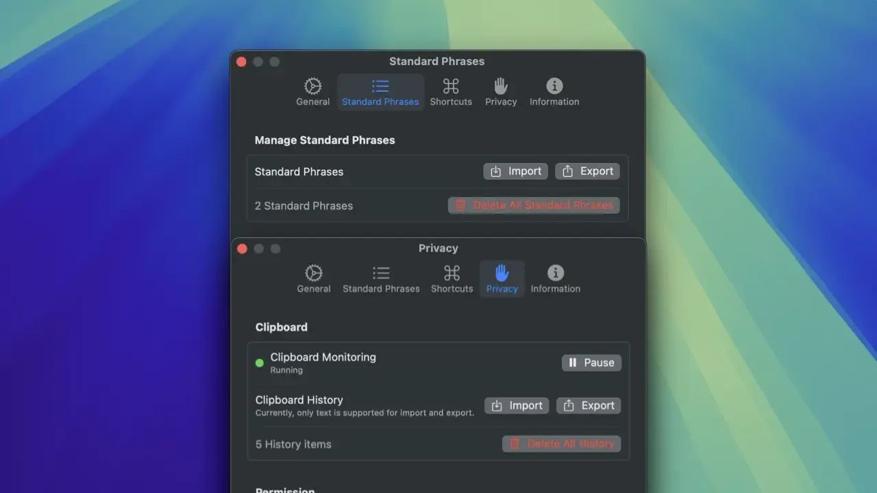Import and Export Features